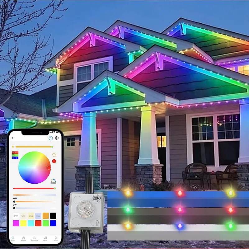 IP68 Outdoor Waterproof Eave Light RGBW Smart Chasing LED Permanent Pixel Light